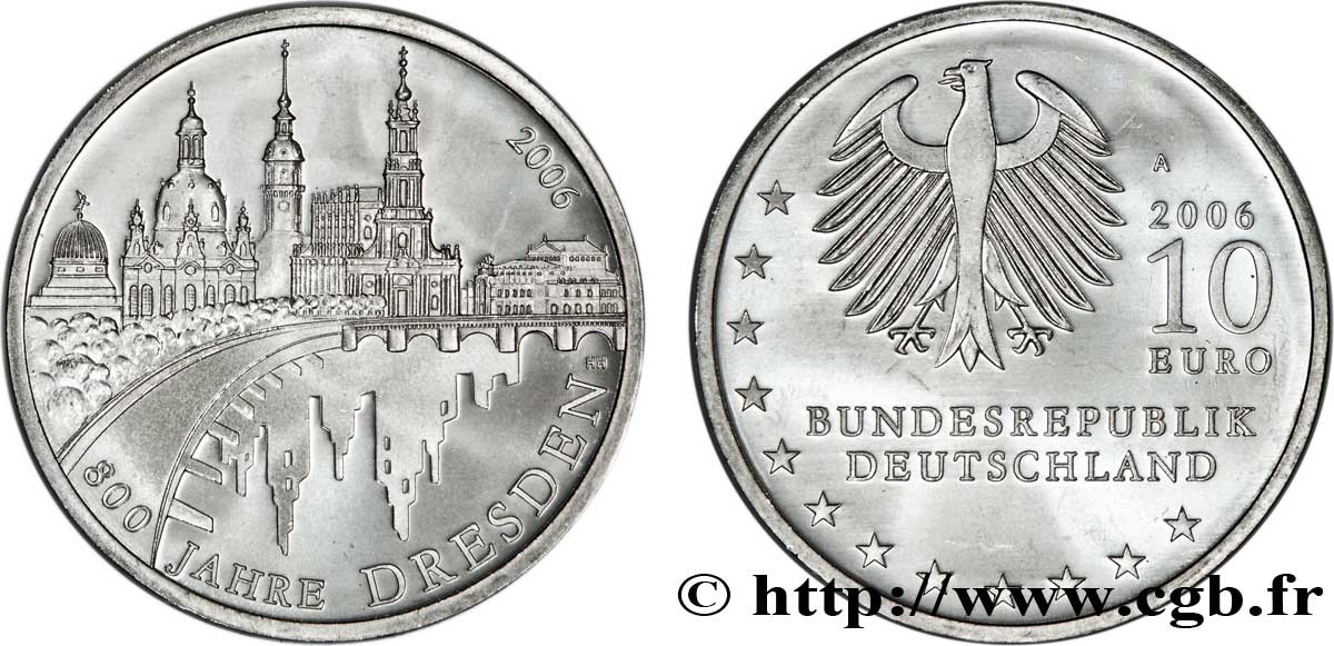 GERMANY 10 Euro 800 ANS DE DRESDE 2006 MS