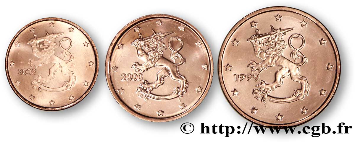 FINNLAND LOT 1 Cent, 2 Cent, 5 Cent LION HÉRALDIQUE n.d.