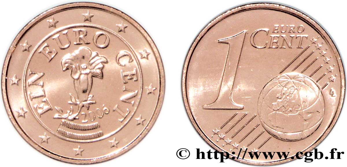 AUSTRIA 1 Cent GENTIANE 2006 MS63