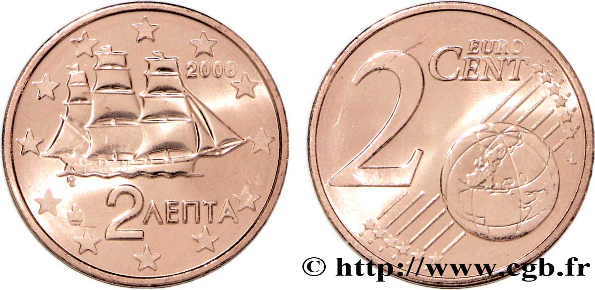 GREECE 2 Cent CORVETTE 2006 MS63