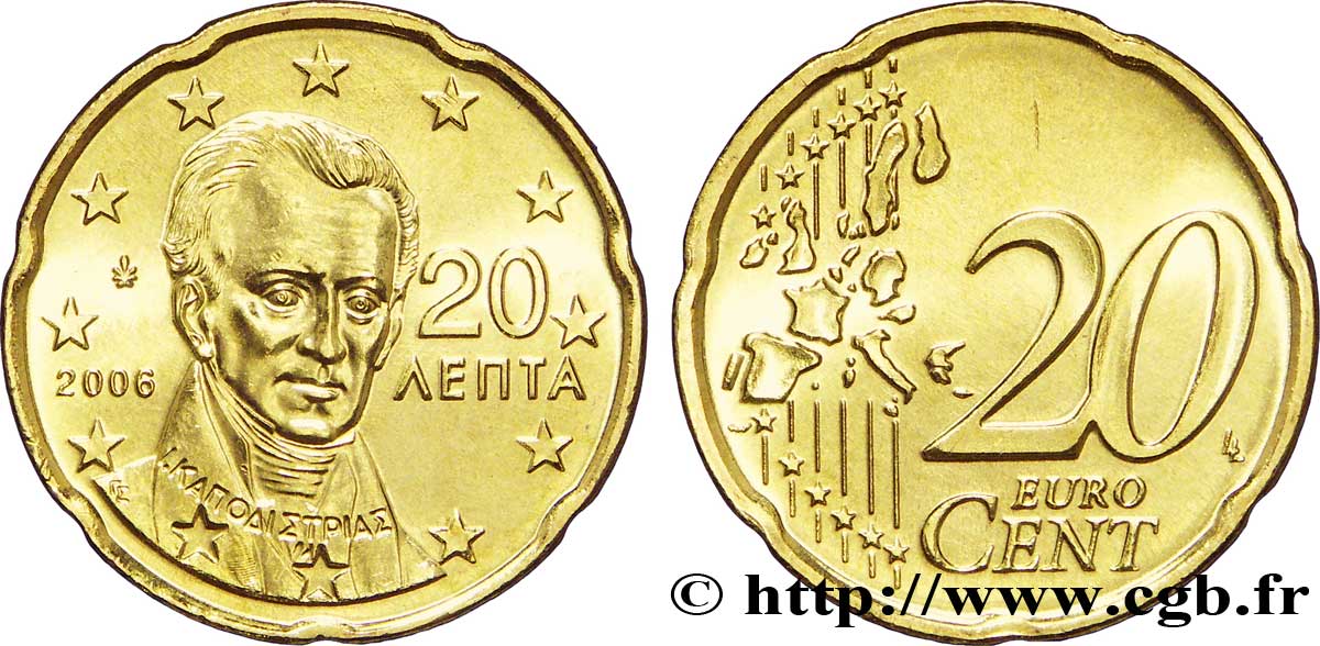 GRÈCE 20 Cent CAPODISTRIAS 2006 SPL63