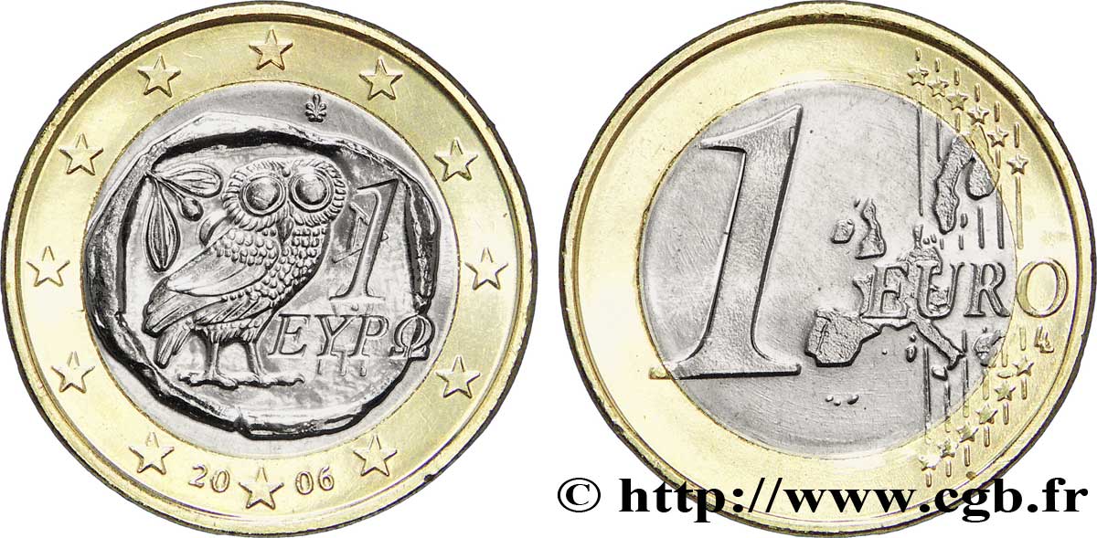 GREECE 1 Euro À LA CHOUETTE 2006 MS63