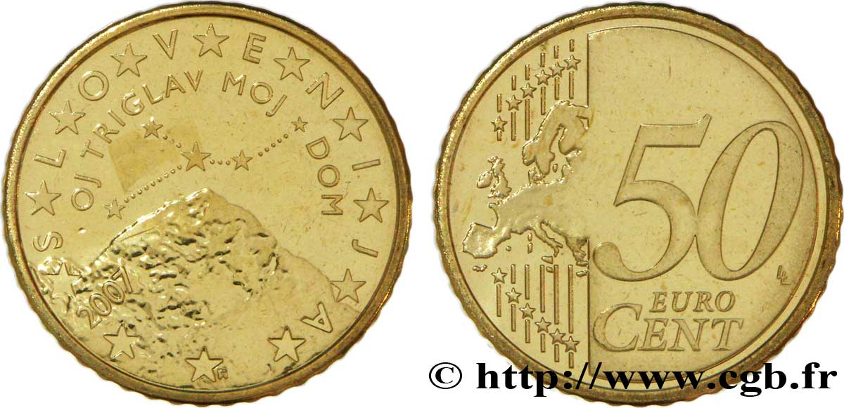 SLOVENIA 50 Cent MONT TRIGLAV 2007 MS63