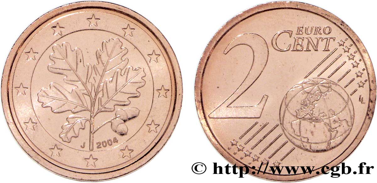 DEUTSCHLAND 2 Cent RAMEAU DE CHÊNE - Hambourg J 2004