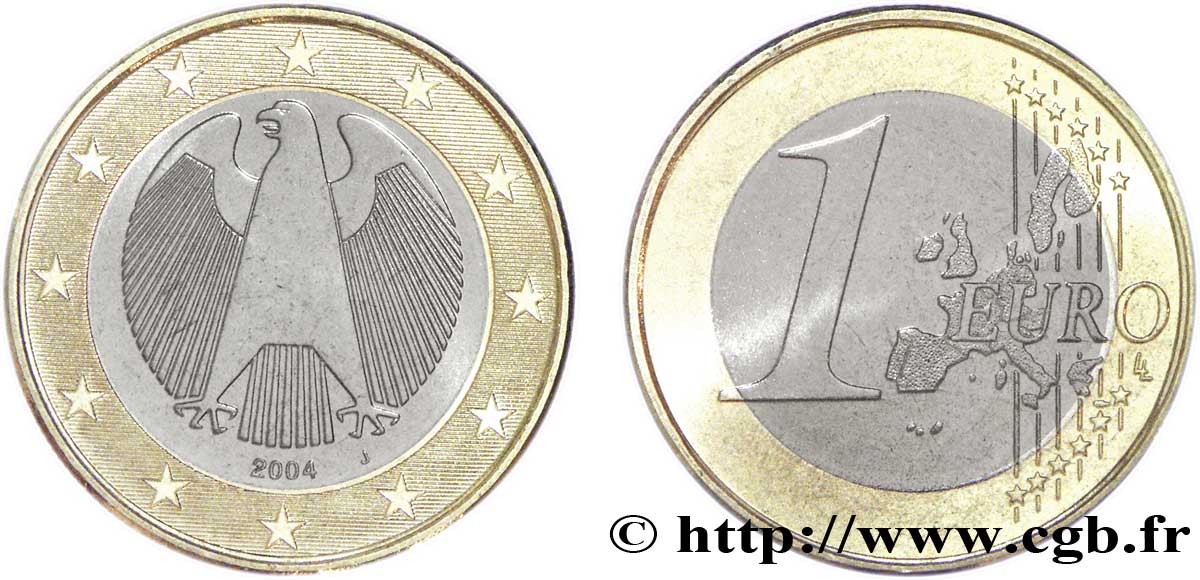 GERMANY 1 Euro AIGLE HÉRALDIQUE - Hambourg J 2004 MS63