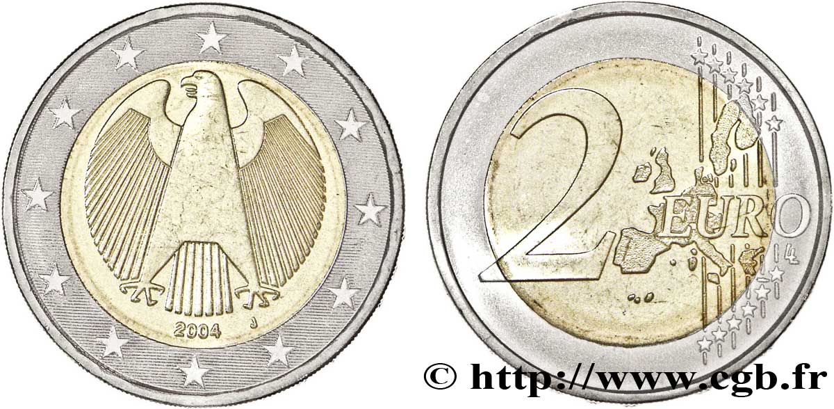 Germany 2 Euro Aigle Heraldique Hambourg J 04 Hambourg J Feu Euro Coins