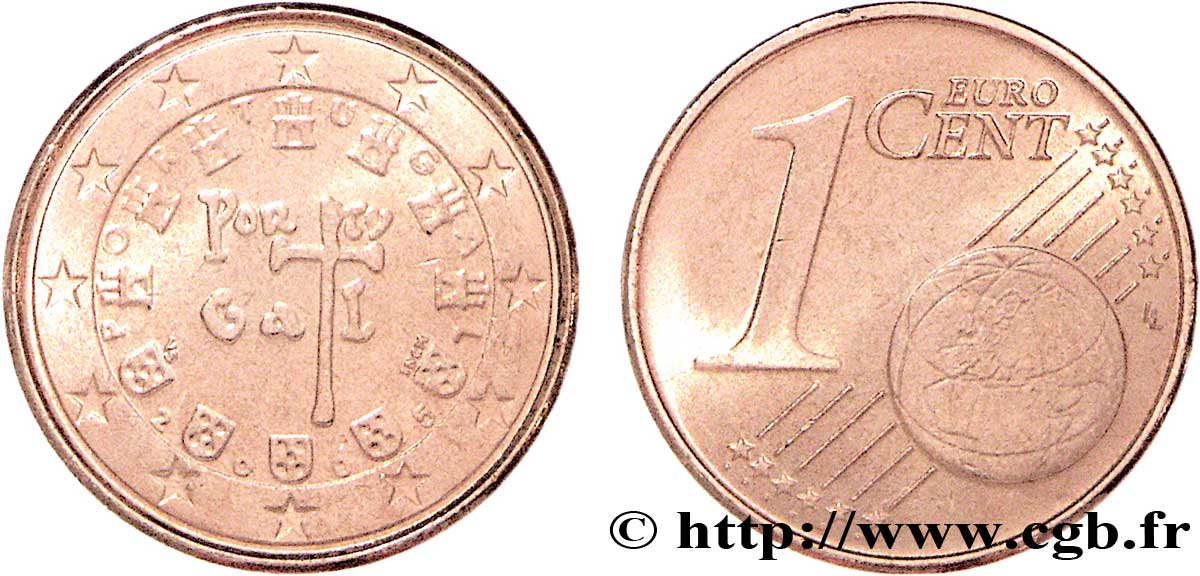 PORTUGAL 1 Cent SCEAU A LA CROIX(1134) 2005 MS63