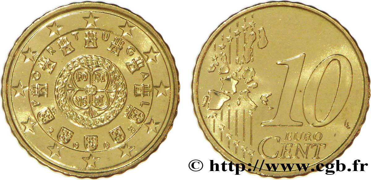 PORTOGALLO 10 Cent SCEAU AUX CHÂTEAU(1142) 2005 MS63