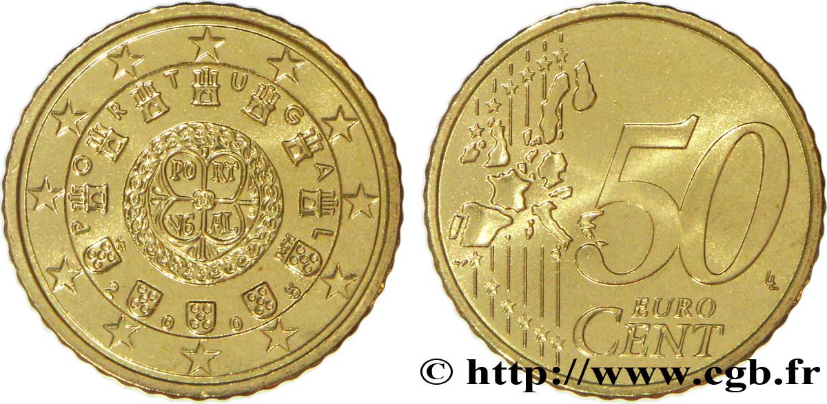 PORTOGALLO 50 Cent SCEAU AUX CHATEAUX (1142) 2005 MS63