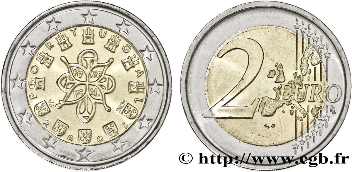 PORTUGAL 2 Euro SCEAU ENTRELACÉ (1144) tranche B 2005