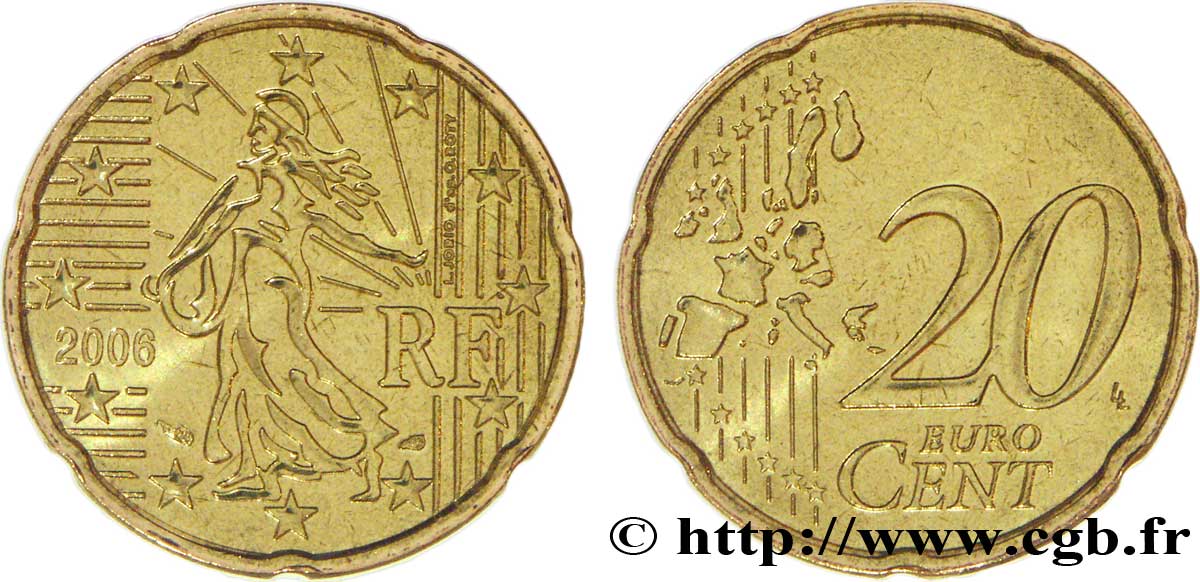 FRANCE 20 Cent NOUVELLE SEMEUSE 2006 MS64