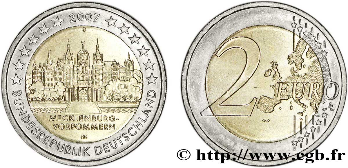 DEUTSCHLAND 2 Euro MECKLEMBOURG-POMÉRANIE - CHÂTEAU DE SCHWERIN tranche A - Munich D 2007