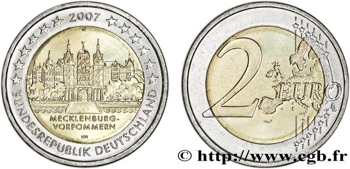 GERMANY 2 Euro MECKLEMBOURG-POMÉRANIE - CHÂTEAU DE SCHWERIN - Karlsruhe G 2007 MS