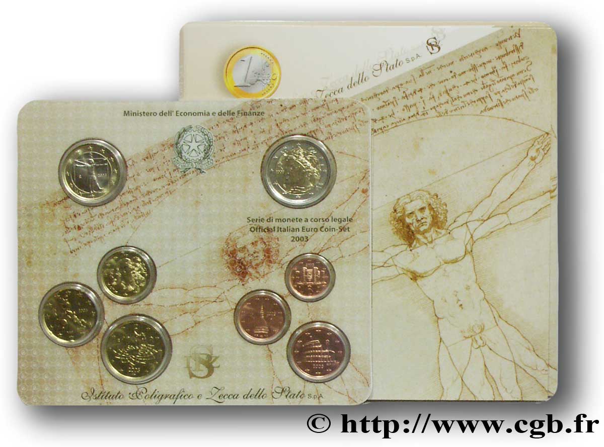 ITALIA SÉRIE Euro BRILLANT UNIVERSEL (8 pièces) 2003 BU