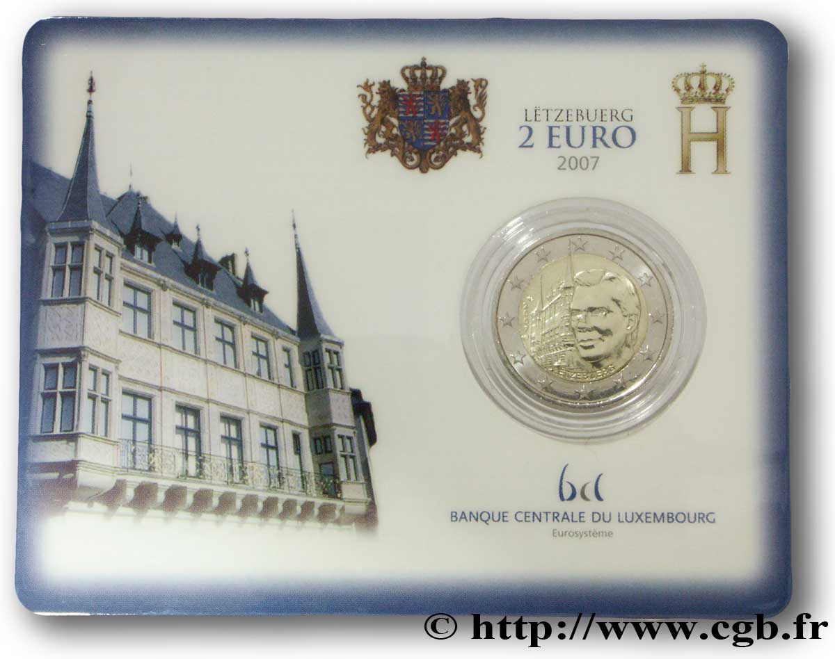 LUXEMBOURG Coin-Card 2 Euro PALAIS GRAND-DUCAL  2007 Brilliant Uncirculated