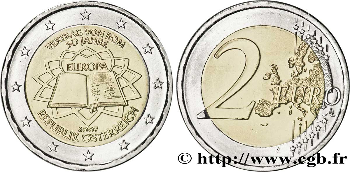 AUTRICHE 2 Euro CINQUANTENAIRE DU TRAITÉ DE ROME tranche A 2007 SPL63