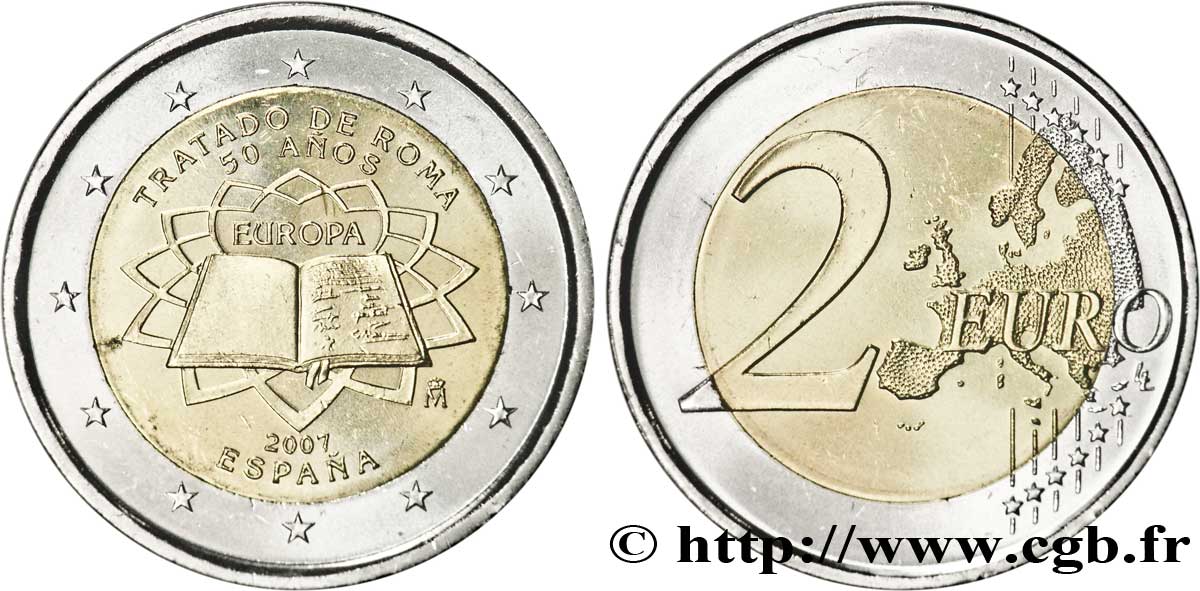 SPAIN 2 Euro CINQUANTENAIRE DU TRAITÉ DE ROME tranche A 2007 MS63