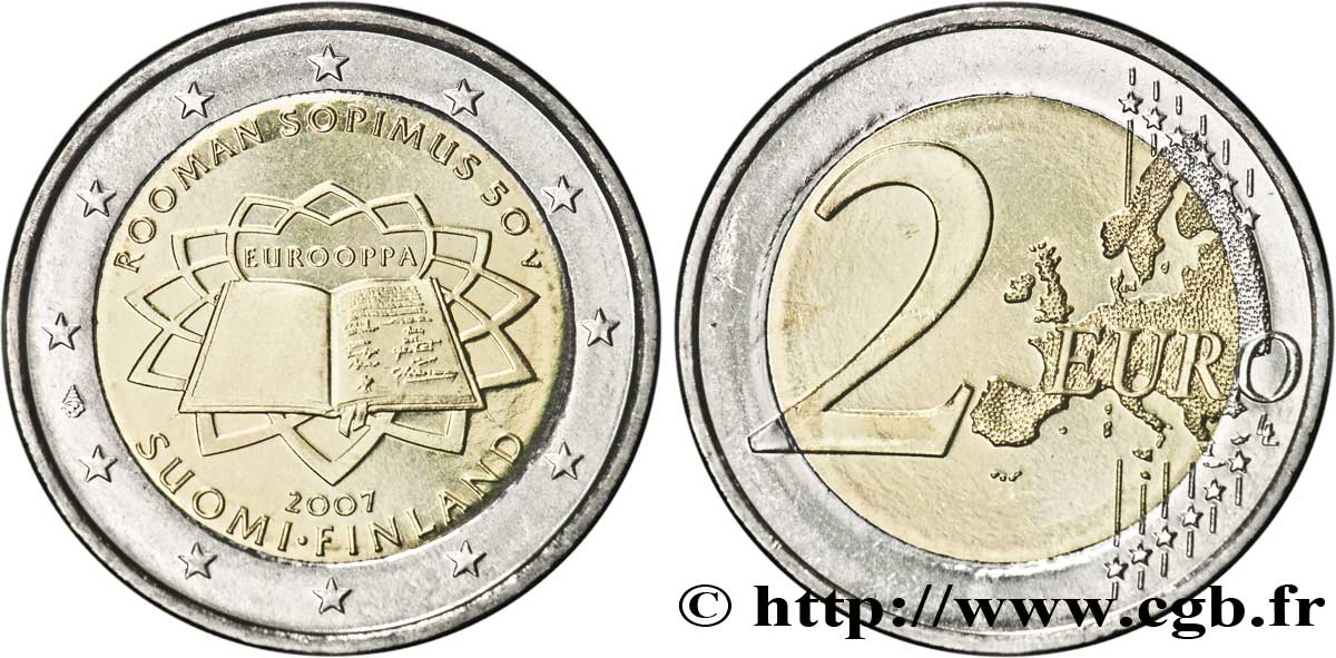 FINLANDIA 2 Euro CINQUANTENAIRE DU TRAITÉ DE ROME  2007 MS