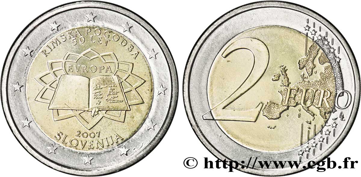 SLOVENIA 2 Euro CINQUANTENAIRE DU TRAITÉ DE ROME tranche A 2007 MS63
