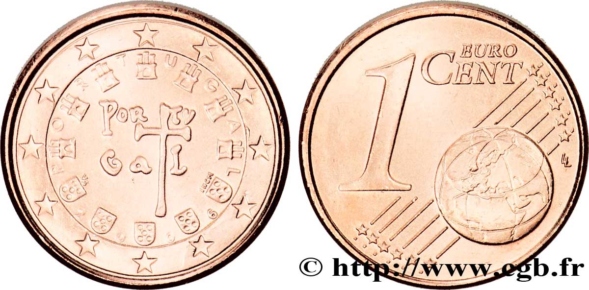 PORTUGAL 1 Cent SCEAU A LA CROIX(1134) 2006 MS63