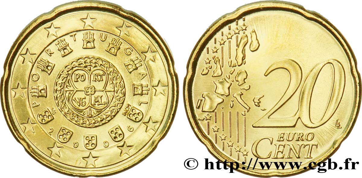 PORTUGAL 20 Cent SCEAU AUX CHATEAUX (1142) 2006