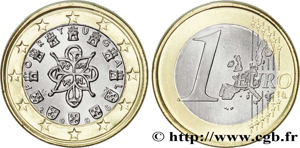 PORTOGALLO 1 Euro SCEAU ENTRELACÉ (1144) 2006 MS63