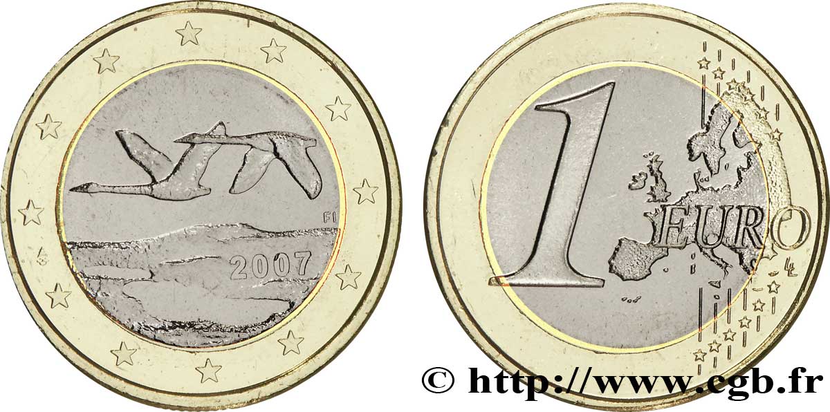 FINLAND 1 Euro CYGNES 2007 MS63