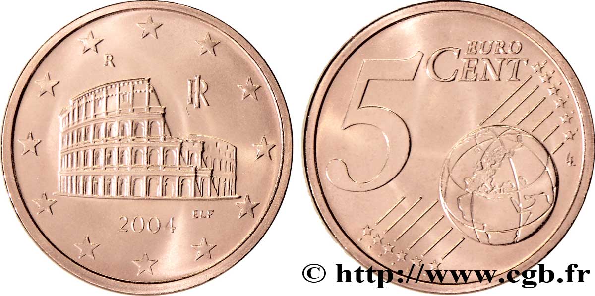 ITALIA 5 Cent COLISÉE 2004 MS63