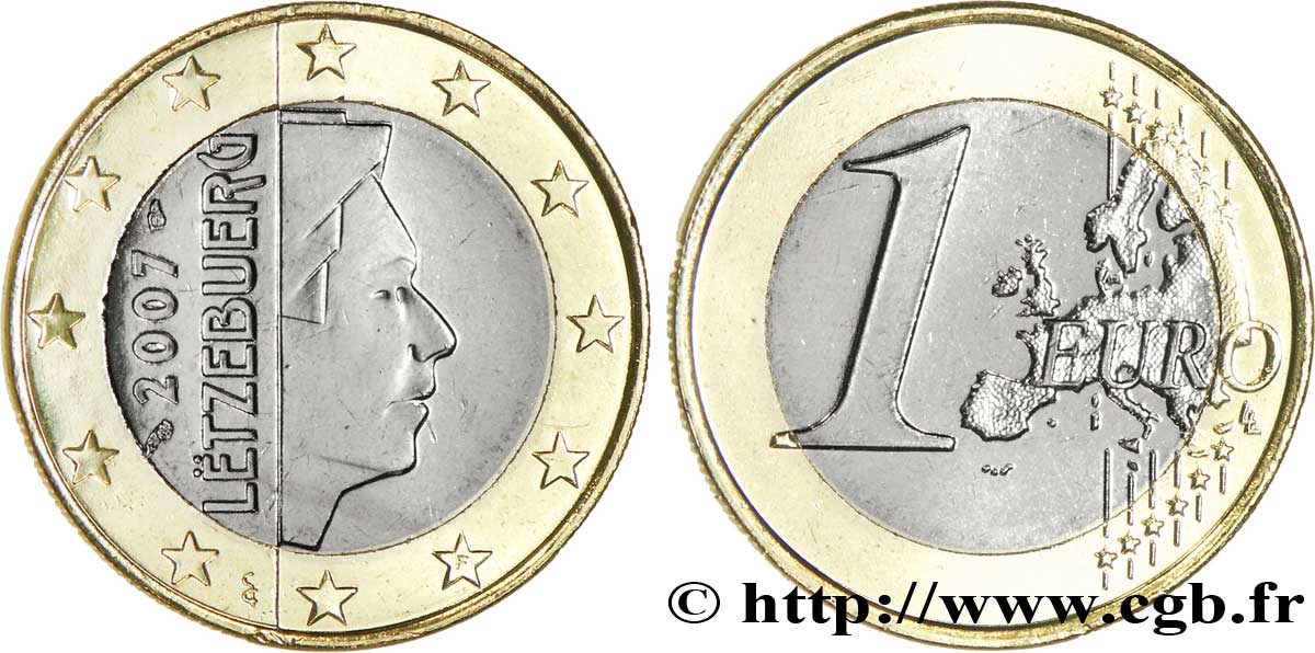 LUXEMBOURG 1 Euro GRAND DUC HENRI 2007 MS63
