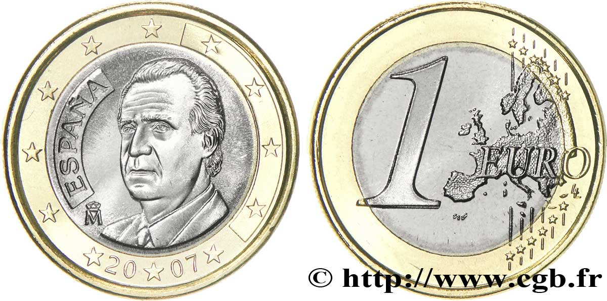 SPAGNA 1 Euro JUAN-CARLOS I 2007 MS63