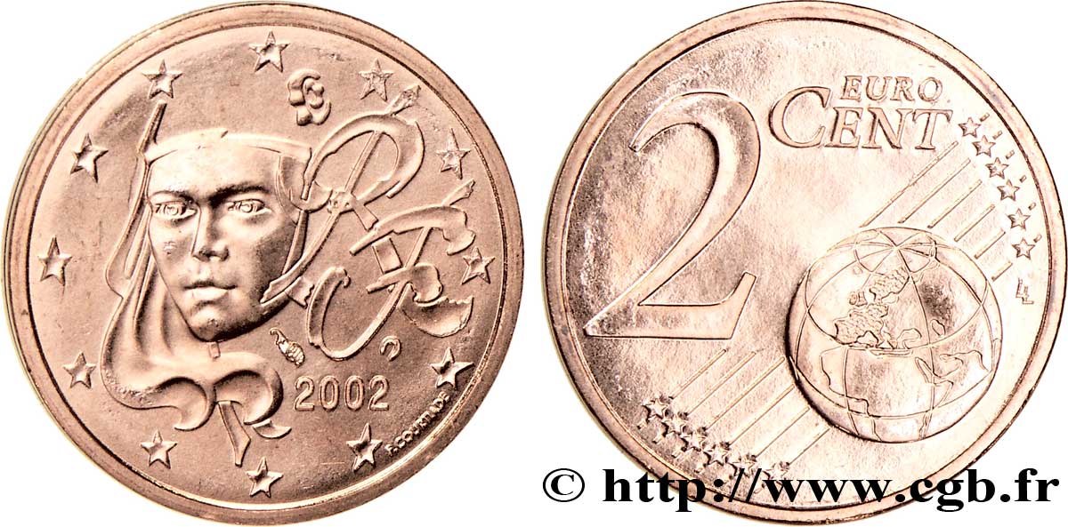 FRANCIA 2 Cent NOUVELLE MARIANNE 2002 MS64