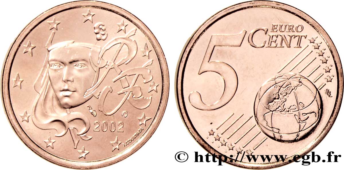 FRANCIA 5 Cent NOUVELLE MARIANNE 2002 MS64