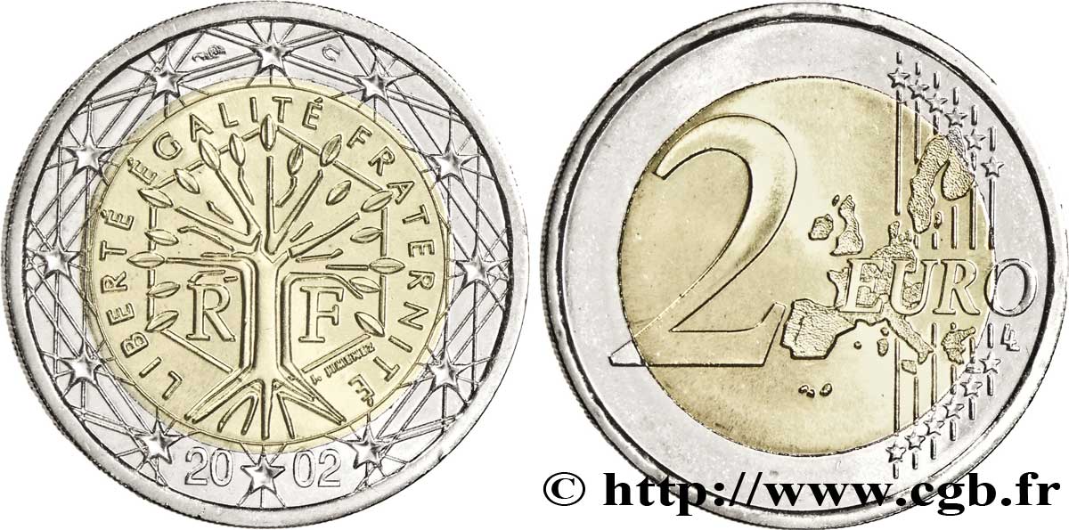 FRANCE 2 Euro ARBRE tranche B 2002 MS64