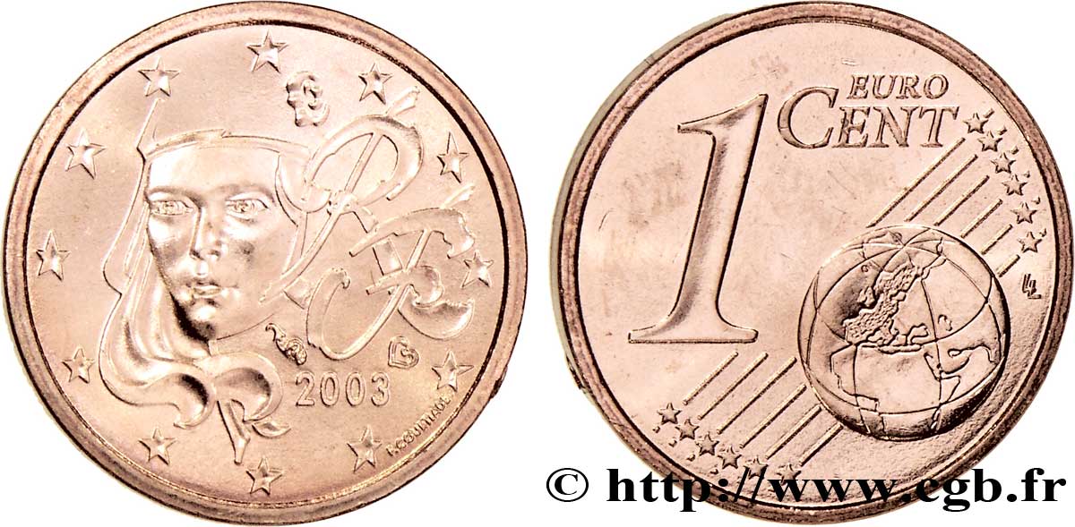 FRANCE 1 Cent NOUVELLE MARIANNE 2003 MS63