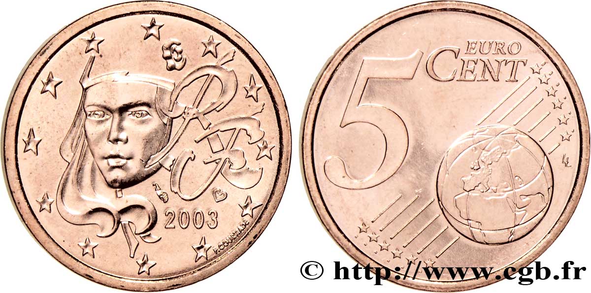 FRANCIA 5 Cent NOUVELLE MARIANNE 2003 MS63