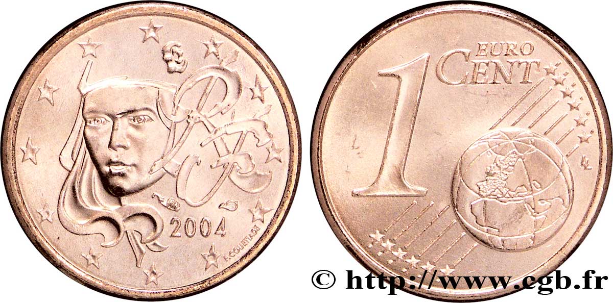 FRANCE 1 Cent NOUVELLE MARIANNE 2004 MS63