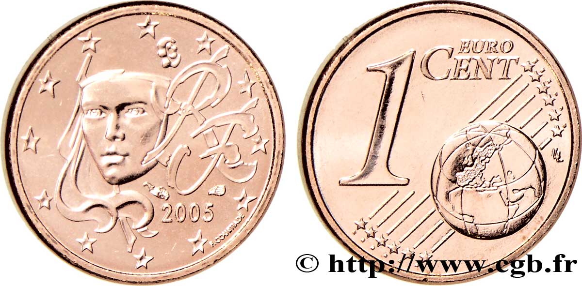 FRANCE 1 Cent NOUVELLE MARIANNE 2005 MS64