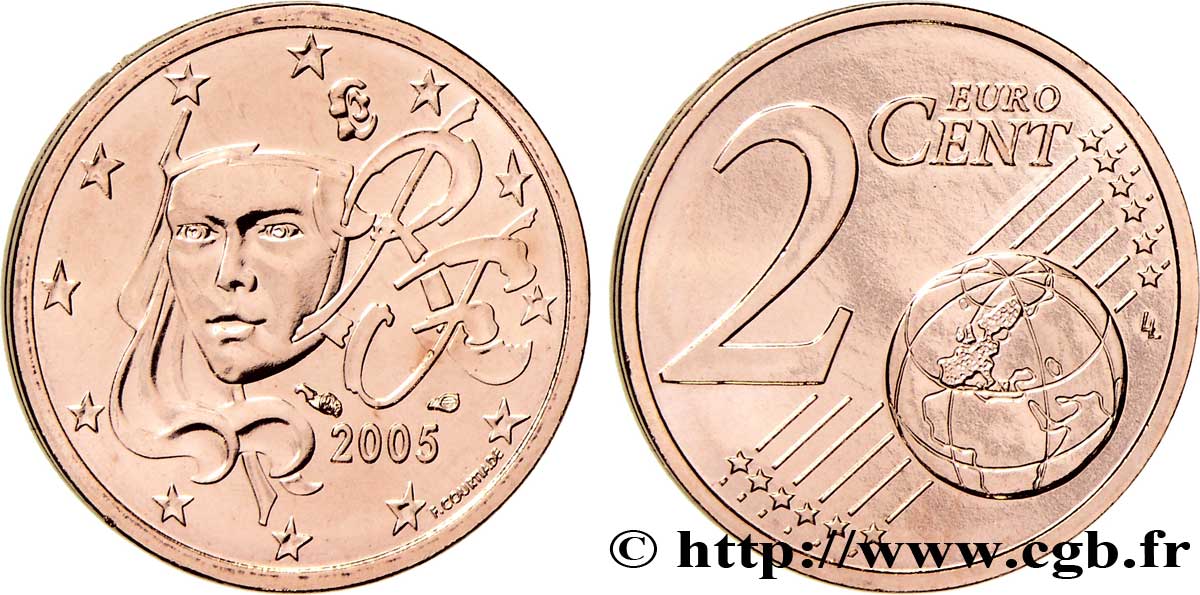 FRANCIA 2 Cent NOUVELLE MARIANNE 2005 MS64