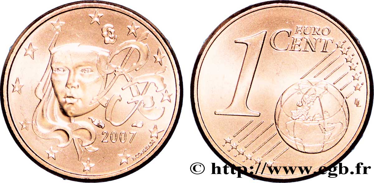 FRANCE 1 Cent NOUVELLE MARIANNE 2007 MS63