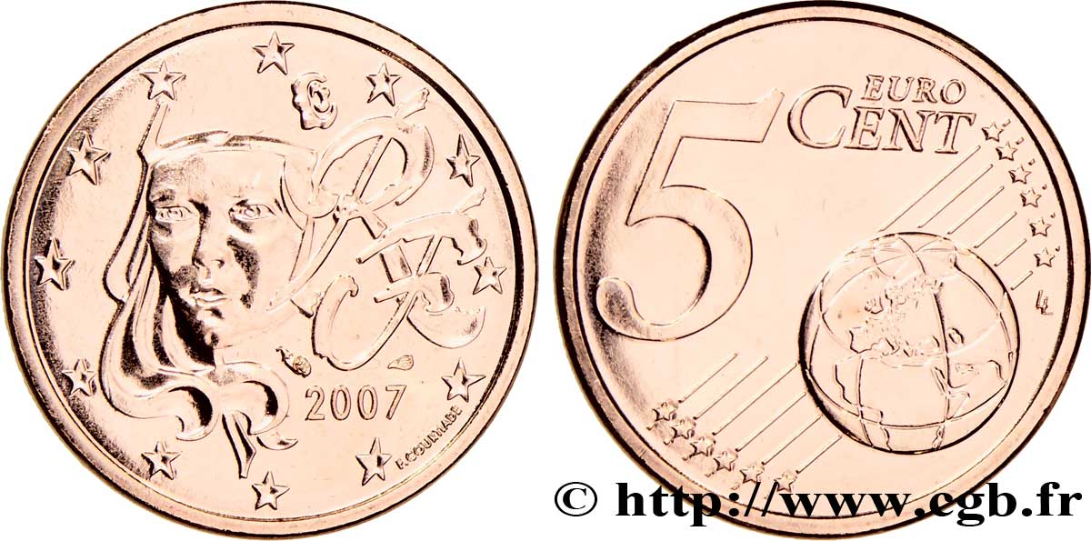 FRANCIA 5 Cent NOUVELLE MARIANNE 2007 MS64