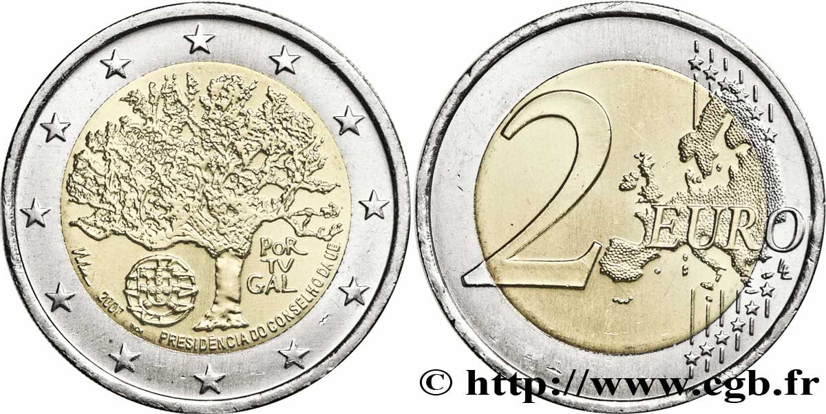 PORTOGALLO 2 Euro PRÉSIDENCE DE L UNION EUROPÉENNE tranche A 2007 MS63