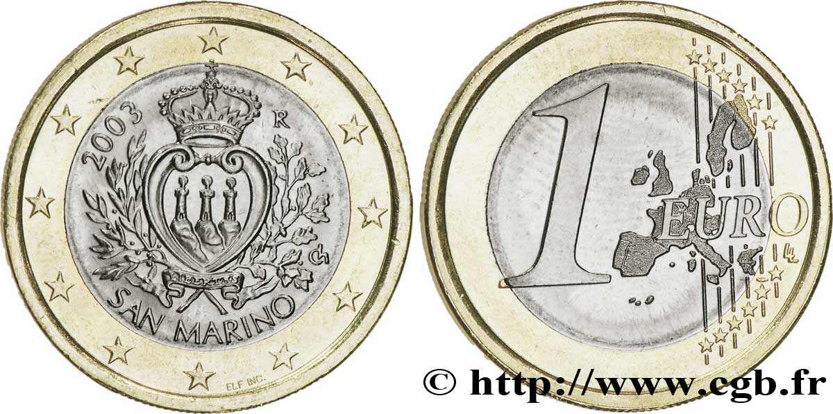 SAN MARINO 1 Euro ARMOIRIES 2003 MS63