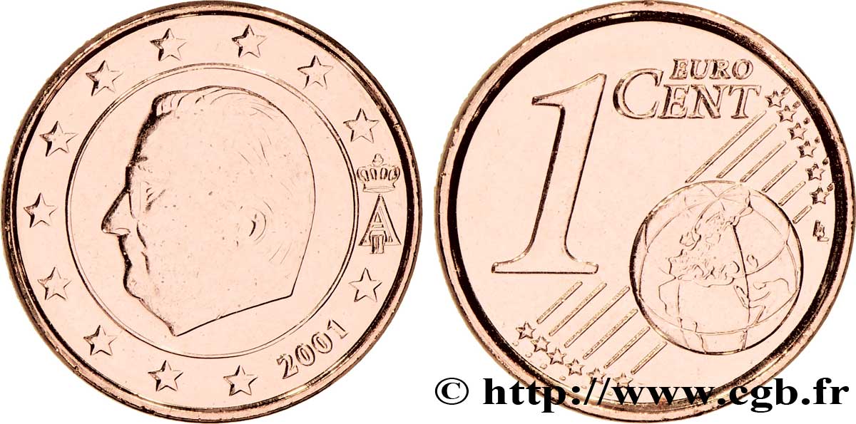 BELGIO 1 Cent ALBERT II 2001 MS63
