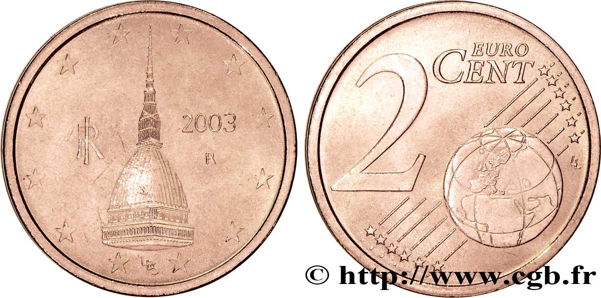 ITALIA 2 Cent ANTONELLIANA 2003 MS63