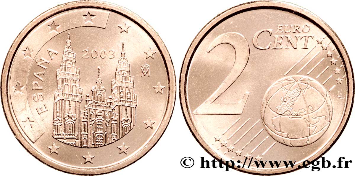 SPANIEN 2 Cent COMPOSTELLE 2003