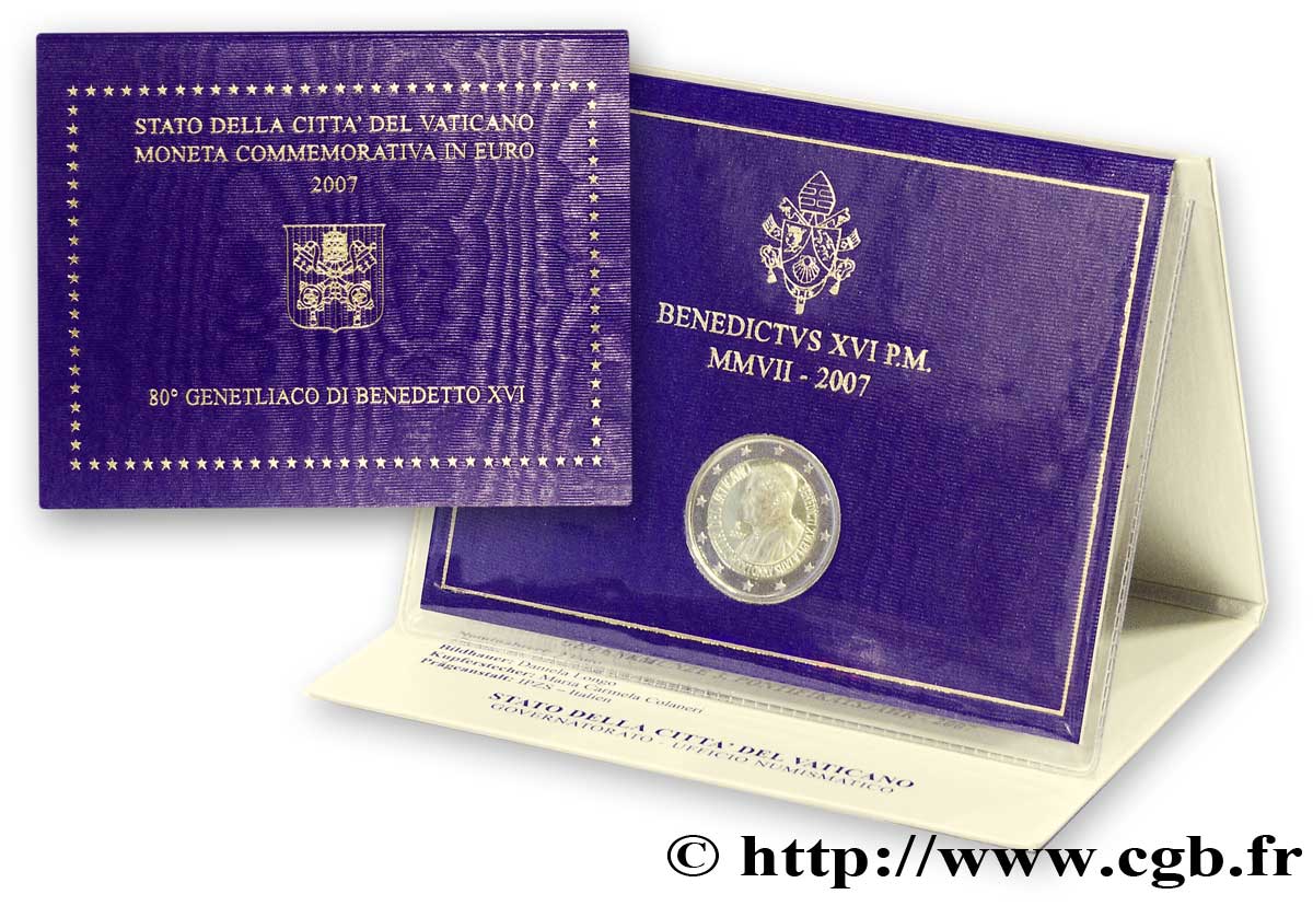 VATICAN 2 Euro 80e ANNIVERSAIRE DE BENOÎT XVI 2007 BU