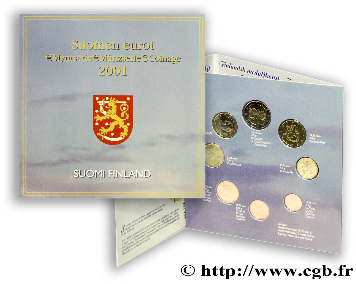 FINLAND SÉRIE Euro BRILLANT UNIVERSEL  2001 Brilliant Uncirculated