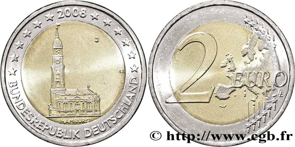 ALEMANIA 2 Euro HAMBOURG - ÉGLISE SAINT-MICHEL tranche A - Hambourg J 2008 SC63