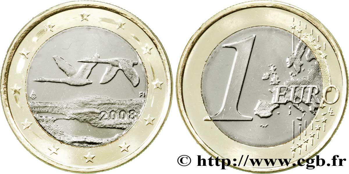FINLAND 1 Euro CYGNES 2008 MS63