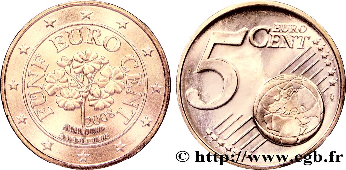 ÖSTERREICH 5 Cent PRIMEVÈRE 2008